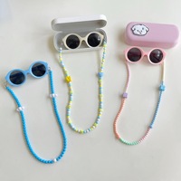 Ensemble de lunettes pour enfants avec logo personnalisé, monture ronde légère, lunettes de soleil avec sangle à perles étoilées pour marque privée