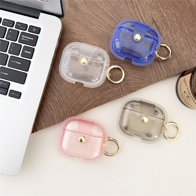 Transparent Clear Soft TPU Protect Magnetic Earphone Case for Airpods 1/2/3/4 Pro 2 with Metal Buckle Carabiner