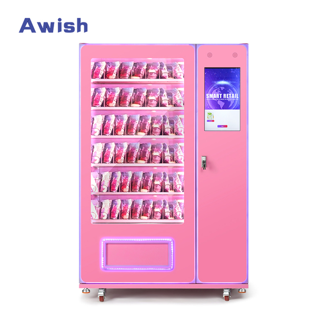 Hot Selling pink Metal Beauty Vending Machine with LED Lighting SDK Function Card Payment for Wig & Cosmetics Retail