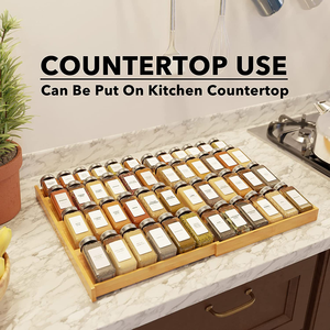 Organisateur de tiroir à épices moderne multifonctionnel en bambou à double niveau de luxe pour le rangement de la cuisine - Product Image 5