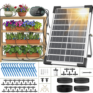 HD LED Display Drip Irrigation System <b>Solar</b> 8W Auto <b>Kit</b> 30 Pots 22 Timing Modes Anti Siphoning IPX5 Waterproof Garden - Product Image 1