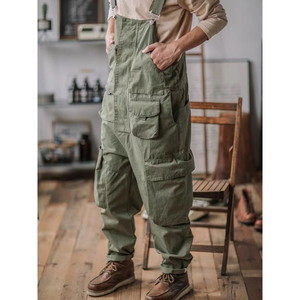 Jean vintage personnalisé <span class=keywords><strong>vert</strong></span> armée en denim indigo délavé pour hommes coupe droite lourde avec style général ample - Product Image 1