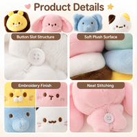 Figurine d'animal en peluche miniature personnalisée avec visage brodé et accent boutonné, poupée douce de collection pour clubs, événements, articles promotionnels pour fans et cadeaux