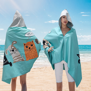 Logo personnalisé Robe de toilette à langer avec poche Serviette de plage <span class=keywords><strong>Poncho</strong></span> à capuche <span class=keywords><strong>en</strong></span> microfibre éponge Suede Swim Surf <span class=keywords><strong>Poncho</strong></span> pour femmes - Product Image 2