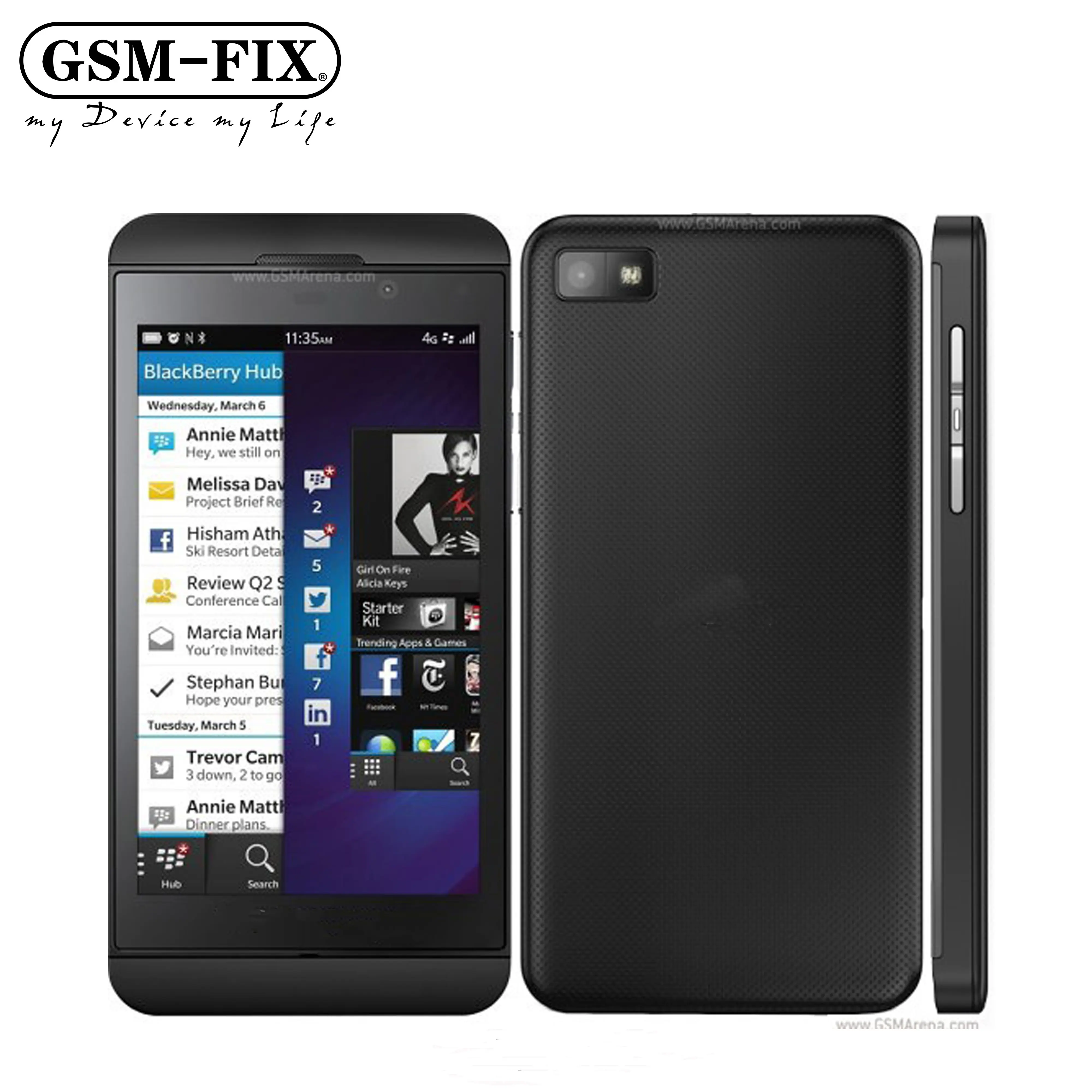 Blackberry Z10 4G cep telefonu için GSM-FIX orijinal 4.2 "2GB RAM 16GB ROM 8MP + 2MP 1080p @ 30fps Video WIFI çift çekirdekli cep telefonu