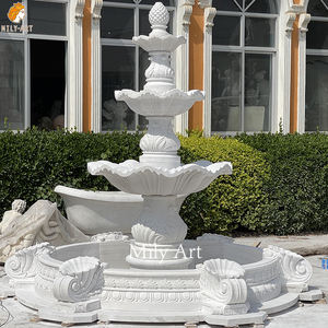आउटडोर विला के लिए मिली सफेद संगमरमर तीन टियर गार्डन पानी के फव्वारे - Product Image 2