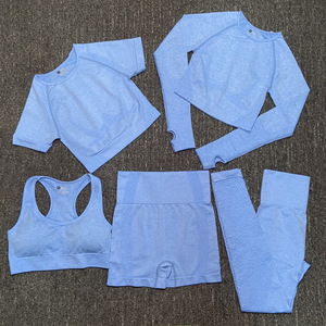 Barato 5 uds conjunto de Yoga sin costuras gimnasio ropa deportiva ropa de entrenamiento <span class=keywords><strong>mujer</strong></span> ropa de <span class=keywords><strong>Fitness</strong></span> conjunto de ropa activa - Product Image 4