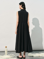 Robe d'été 2026 JINFENGYUAN 862536 en soie de mûrier de haute qualité, nouvelle collection, col en V, sans manches, couleur unie, élégante pour femme
