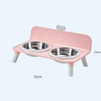 Nouvelle gamelle pour animaux de compagnie en acier inoxydable surélevée, antidérapante, anti-renversement, double couche, étanche, élégante, pour usage intérieur, en forme de cœur