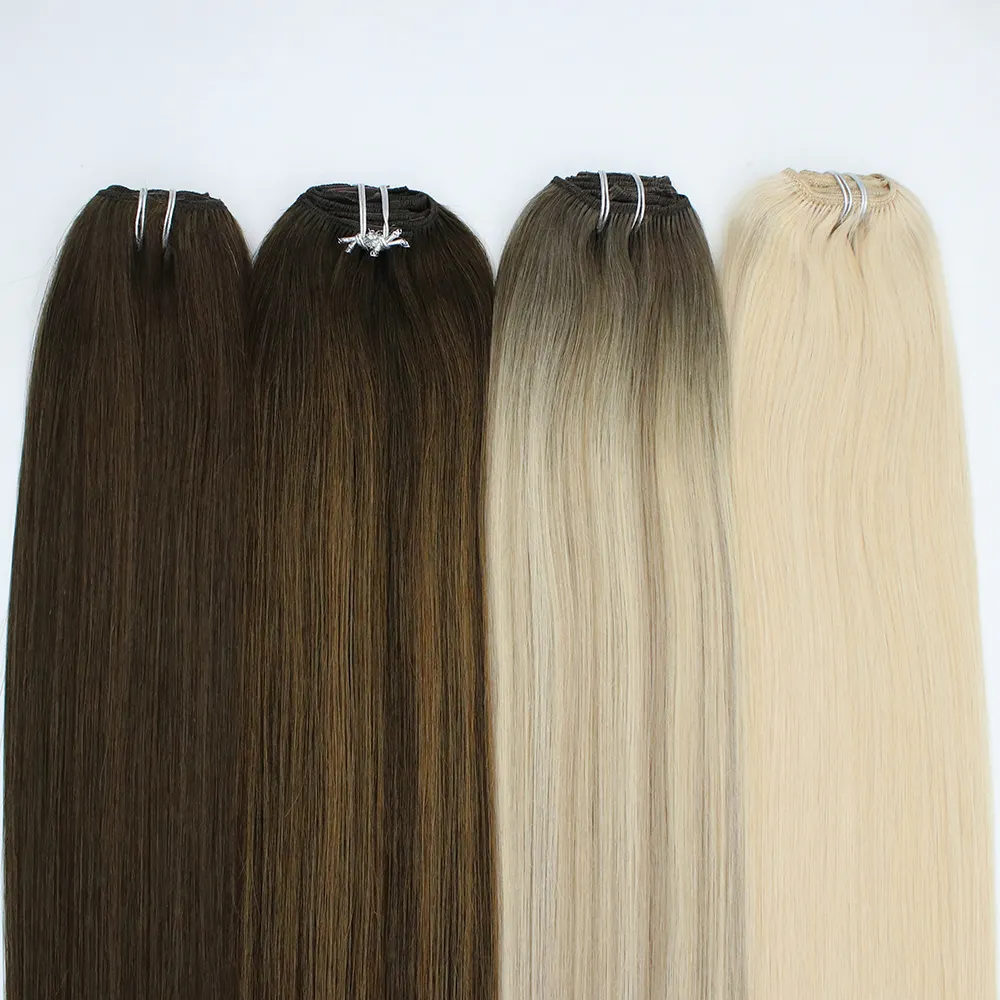 Changshunfa 100% Russian Double Drawn Human Remy Hair Natural Wholesale Seamless Clip in Hair Extension