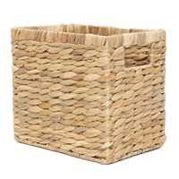 Keranjang Penyimpanan Pantry Anyaman Teratai Air Tinggi Grosir, Bentuk Persegi Panjang, Pegangan Kokoh, Kapasitas 20-35L, Label Papan Tulis