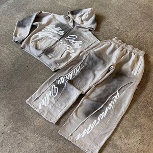 Produsen disesuaikan ukuran besar Streetwear Y2K Logo layar cetak tracksuit pria Hoodies kasual Sweatsuit untuk pria 2 Piece Set - Product Image 4