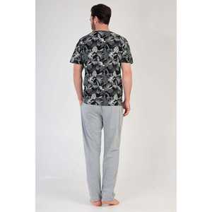 Conjunto de Pijama Casual para Hombre, Cuello Redondo, Manga Corta, con Bolsillos, Tejido de Punto Suave, Ropa de Dormir Térmica con Logotipo Personalizado y Estampado a Rayas - Product Image 1