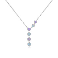 Valentijnsdag Fijne Sieraden 925 Sterling Zilver 18K Goud Verguld Blauw Paarse Zirkoon Hart Hangertjes Kettingen Cadeau