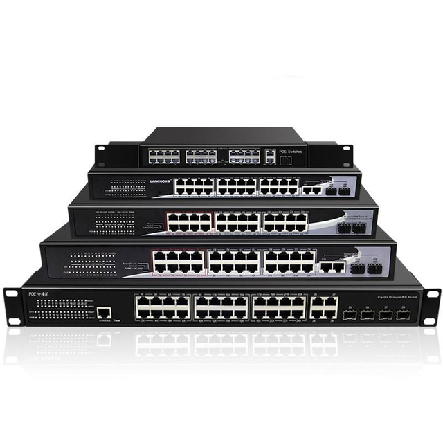 POE Switch Standard Mode 4 8 16 24 FE/GE Ports 48V DC Power Supply Desk Wall Mount IP40 Protection for Hotel School Industry