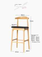 Taburete de bar de madera de fresno, estilo moderno de mediados de siglo, respaldo tipo cuerno de buey, asiento tapizado, silla de bar, venta al por mayor, MOQ bajo, muebles para contratos.