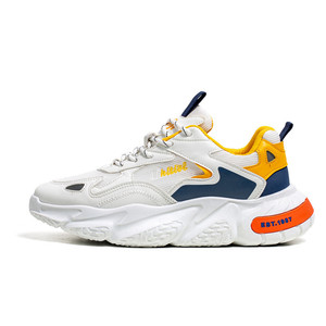 Chaussures Chunky Homme Printemps Maille Respirante Lacets Sportifs Couleurs Mixtes Semelle Extérieure en Caoutchouc Logo Sérigraphié Blanc Jaune Bleu Orange - Product Image 5
