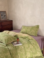 Parure de lit 4 pièces en coton lavé doux et confortable, imitation lin, polyester, écologique, pour femmes, hommes et adolescents