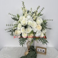 Boule de fleurs artificielles d'usine à bas prix en gros boule de fleurs blanches en soie cadeau de fête des mères décoration florale pour la maison