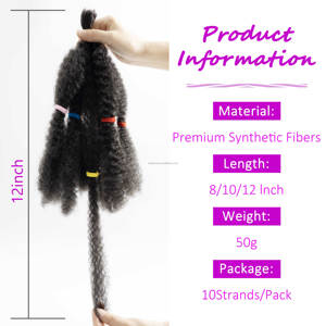 Vente en gros de lots de Nobles 12 pouces Kinky <span class=keywords><strong>Twist</strong></span> de meilleure qualité, or, Afro Kinky Bulk, mèche 10 brins/paquet, tresse au crochet - Product Image 3