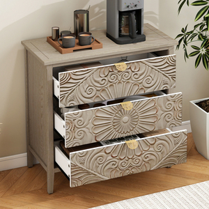 Single 3 Drawer Cabinet American Furniture Bedroom Living Room Study <b>Storage</b> Drawers - Product Image 3