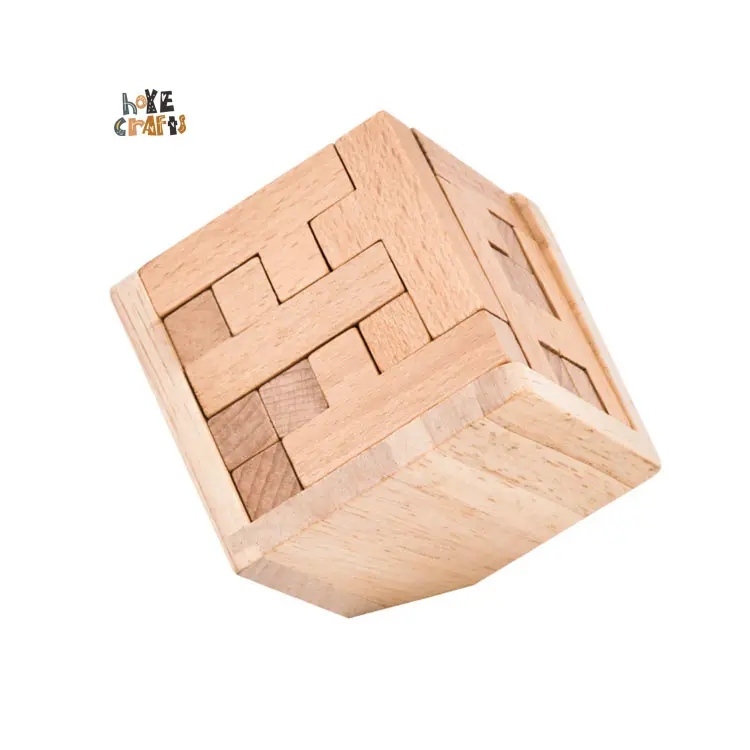 Brinquedo educativo de madeira novo design Luban Lock brinquedo em forma de T quebra-cabeças geométrico inteligência quebra-cabeças