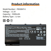 Batterie d'ordinateur portable de remplacement PB50BAT-6 pour CLE VO PB51RF-G PB70EF-G PB71EF-G 1720 10.95V 11.1V 62WH 5500mAh