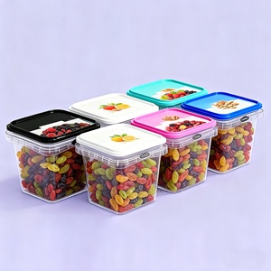1L 30 ounce Raisins packaging <b>box</b> <b>Plastic</b> Food Container With Lid Dried Green Raisins Seedless air tight stackable square clear - Product Image 1