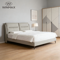 Lit Confortable Moderne et Simple en Cuir Blanc Rembourré, Taille King/Queen, avec Cadre en Bois et Fer pour Chambre à Coucher et Villa