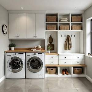 Set Perabot Dapur Modern CBMmart dari Kayu Solid Berlapis Veneer Laminasi, Kustom, Termasuk Keran, Lampu LED, Pantry, <span class=keywords><strong>Wet</strong></span> <span class=keywords><strong>Bar</strong></span>, dan Modular - Product Image 4