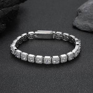 Bling Iced Out <b>Bracelet</b> AAA CZ Tennis Diamond <b>Bracelets</b> for Men 10mm Square Shape Cluster Tennis Chain Men Hiphop Jewelry - Product Image 2