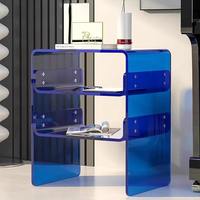 Table d'appoint de salon double couche en acrylique Table d'appoint de chambre détachable
