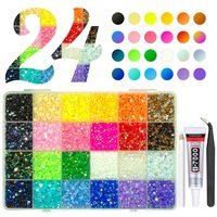 Kit de strass en acrylique à dos plat peints, avec stylo applicateur de colle, pincettes et raclette pour le nail art, la décoration de coques de téléphone et de vêtements