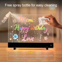 Tablette d'écriture LED pour enfants, boîte DIY, tableau de dessin en acrylique, pour les 3 ans et plus, modes RGB, effaçable à sec, veilleuse, cadeau pour filles et garçons