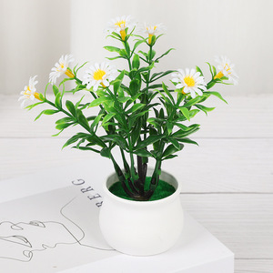 European-style Artificial Daisy <b>Potted</b> Plant, 7 <b>Small</b> Sunflower Buds, Eco-friendly Home Decor, Perfect for Photography Props . - Product Image 3
