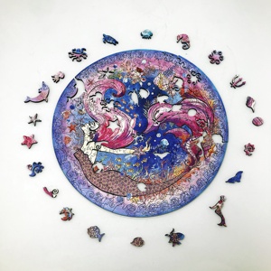 <span class=keywords><strong>NaNa</strong></span> Puzzles en bois découpés au laser, forme unique, puzzle lumineux holographique brillant sirène 30x30cm avec cadre <span class=keywords><strong>pour</strong></span> enfants et adultes - Product Image 4