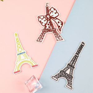 NODA Iron on Embroidery Cute Eiffel Tower Patch for Clothes Decoration - Product Image 1