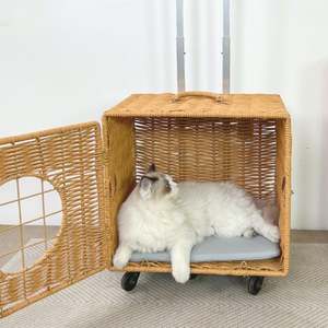 Airline Approved Luxury Polyester Print on <b>Wheels</b> Puppy Carrier <b>Case</b> Stroller Trolley Pet Bag Travel Suitcase with Zipper Metal - Product Image 4