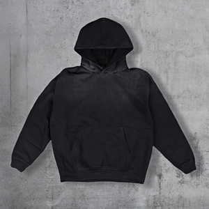 Sweat à capuche surdimensionné de haute qualité personnalisé, lavage à l'acide, vintage, délavé, en molleton français, streetwear, sweat à capuche court déchiré, unisexe - Product Image 3