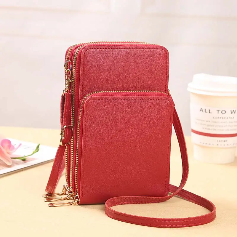 Mới đến màn hình cảm ứng điện thoại di động túi nhỏ Crossbody Phụ Nữ Túi Xách PU da phụ nữ Vai Ví Ví cho điện thoại