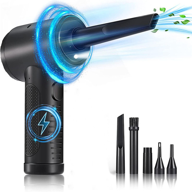 Compressed Electric Air Duster Portable Air Blower with LED Light 6000mAh Rechargeable Cordless Air Duster for Computer