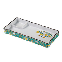 Piring Sushi Porselen Persegi Gaya Jepang Motif Tanaman Desain Retro Mewah Ringan Aman untuk Microwave Hadiah Bisnis