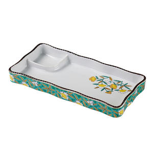 Assiette à dumplings et sushis en porcelaine de style <span class=keywords><strong>japonais</strong></span>, motif végétal, design rétro de luxe léger, compatible micro-ondes, cadeaux d'affaires - Product Image 5