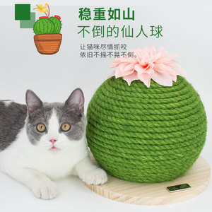 Rascador para Gatos de Bola de Sisal con Forma de Cactus, Base de Madera Sólida, Duradero para Gatos - Product Image 2