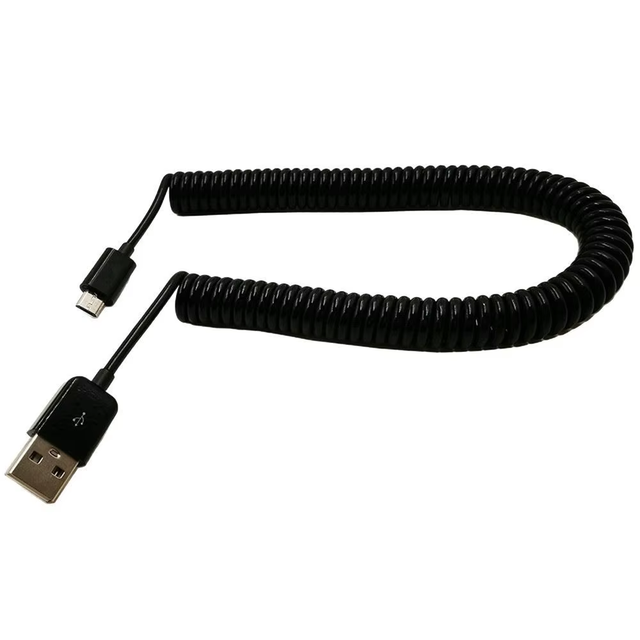 Retractable Spring Micro USB to USB 2.0 Copper Core 6A Fast Charging Data Cable Android Phones Car Chargers Transfer Model 2510