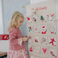 Opknoping Gedrukt Advent Kalender Xmas Decoratie Kinderen Kids Gift Opslag Canvas Stof Kerst Advent Kalender