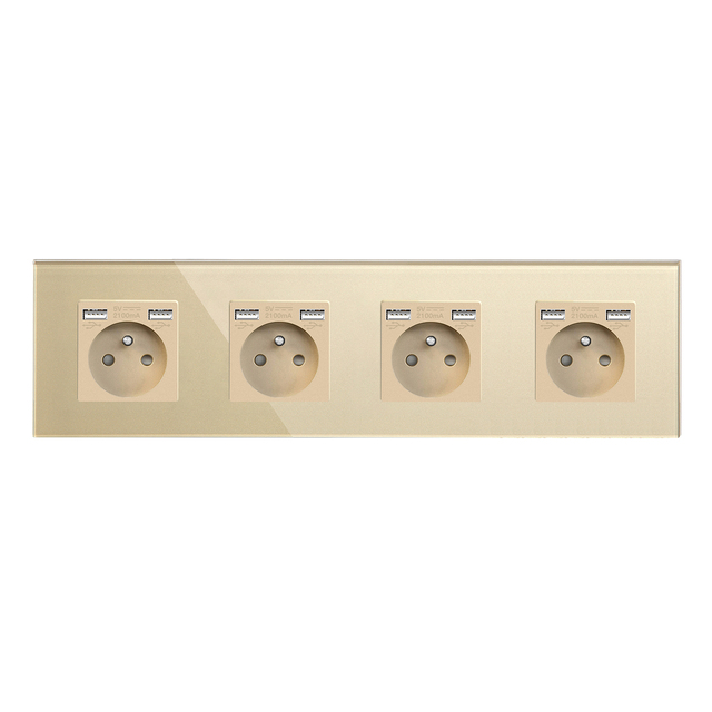 Prise USB 230V Compatible Gira System 55 Et JUNG AS 500 - Argent Aluminium