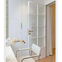 Porte en verre cintré en alliage d'aluminium de style rétro français, porte de toilette, porte en verre artistique