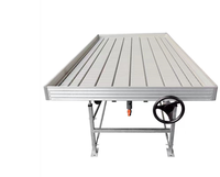 Table de culture hydroponique multi-niveaux à système d'irrigation par flux et reflux, bancs roulants réglables pour un accès facile