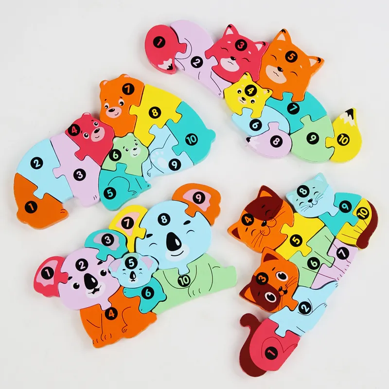 木製3D動物ジグソーパズル初期教育学習認知パズル親子子供のための木製パズルおもちゃ